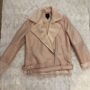 Zara Faux Suede Pink Moto JacKet Acne